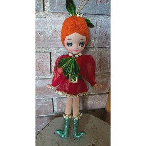 Vintage MCM Posable Japanese Big Eye Kitchsy Pixie Elf Christmas Doll Ornament